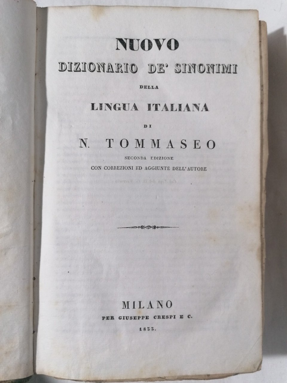 Nuovo dizionario dei sinonimi della lingua italiana libro Niccolò Tommaseo …