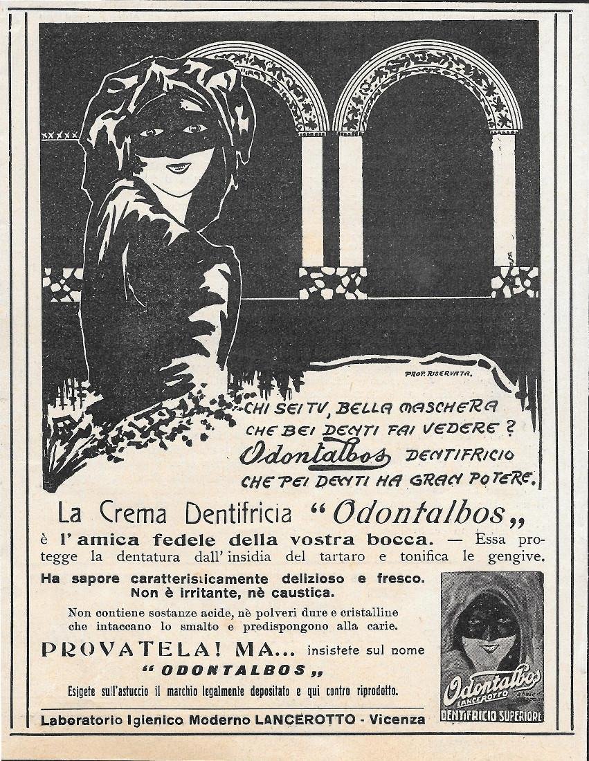 Odontalbos. La Crema Dentifricia. Advertising 1923 | Immagine principale