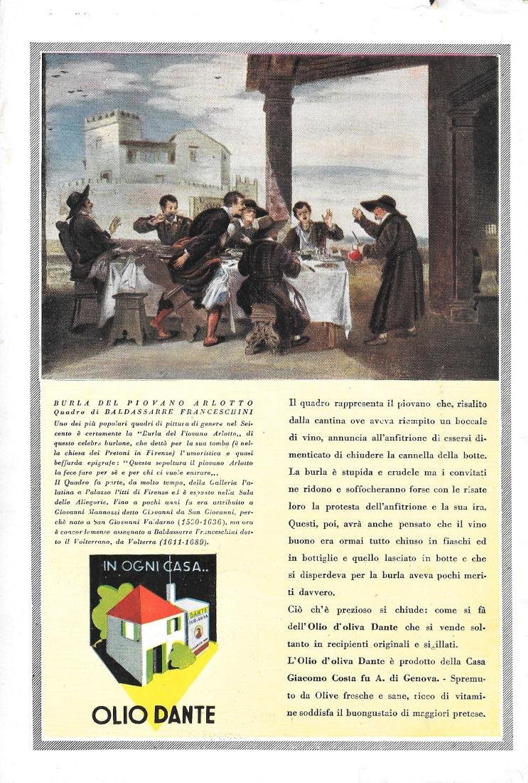 Olio Dante. Advertising 1937 | Immagine principale