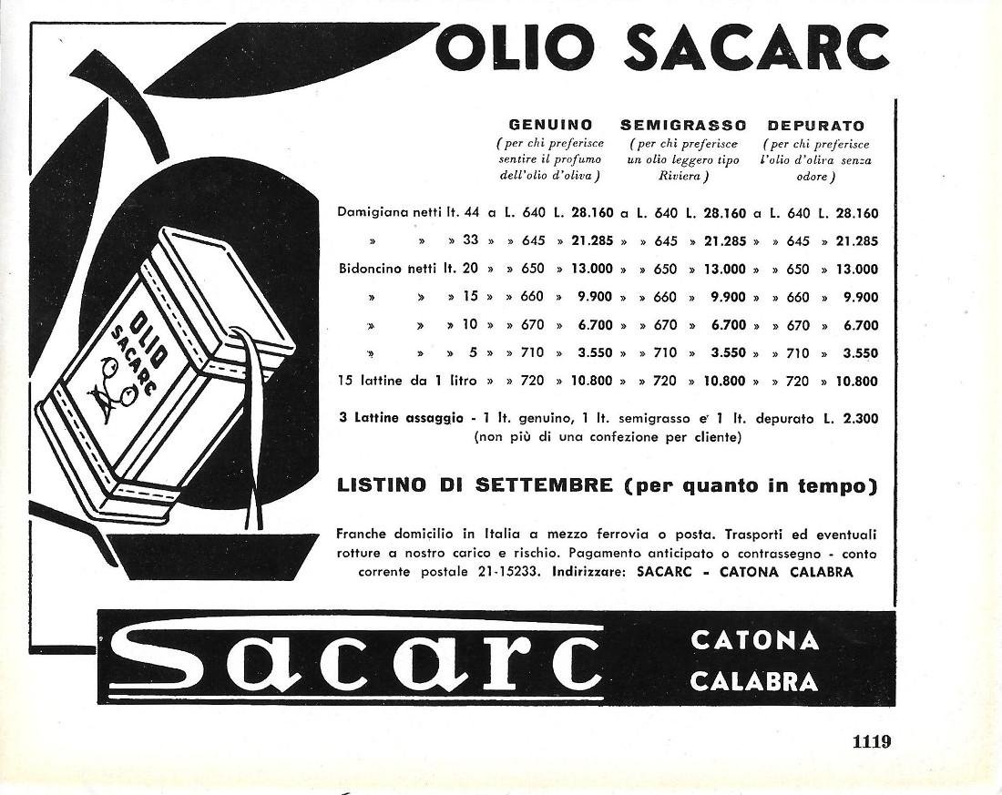Olio Sacarc. Catona. Advertising 1960 | Immagine principale