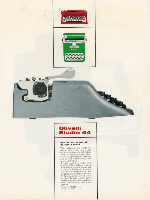 Olivetti Studio 44/Innocenti Austin A40. Advertising 1961 | Immagine Gallery 2