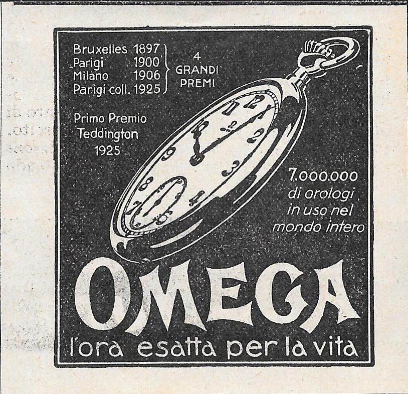 Omega. L'ora esatta per la vita. Advertising 1929 | Immagine principale