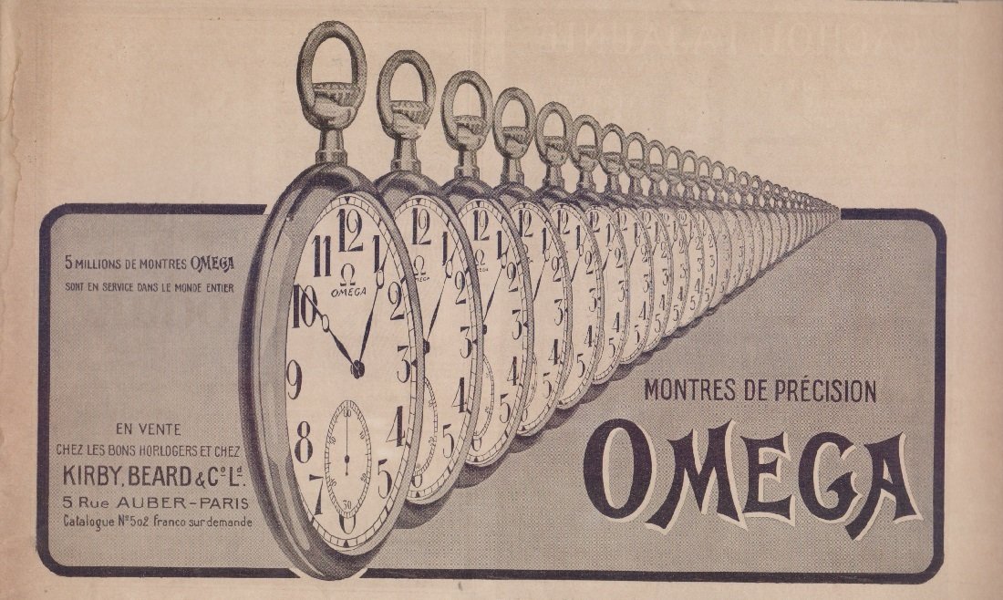Omega montres de precision. Advertising 1922 | Immagine principale