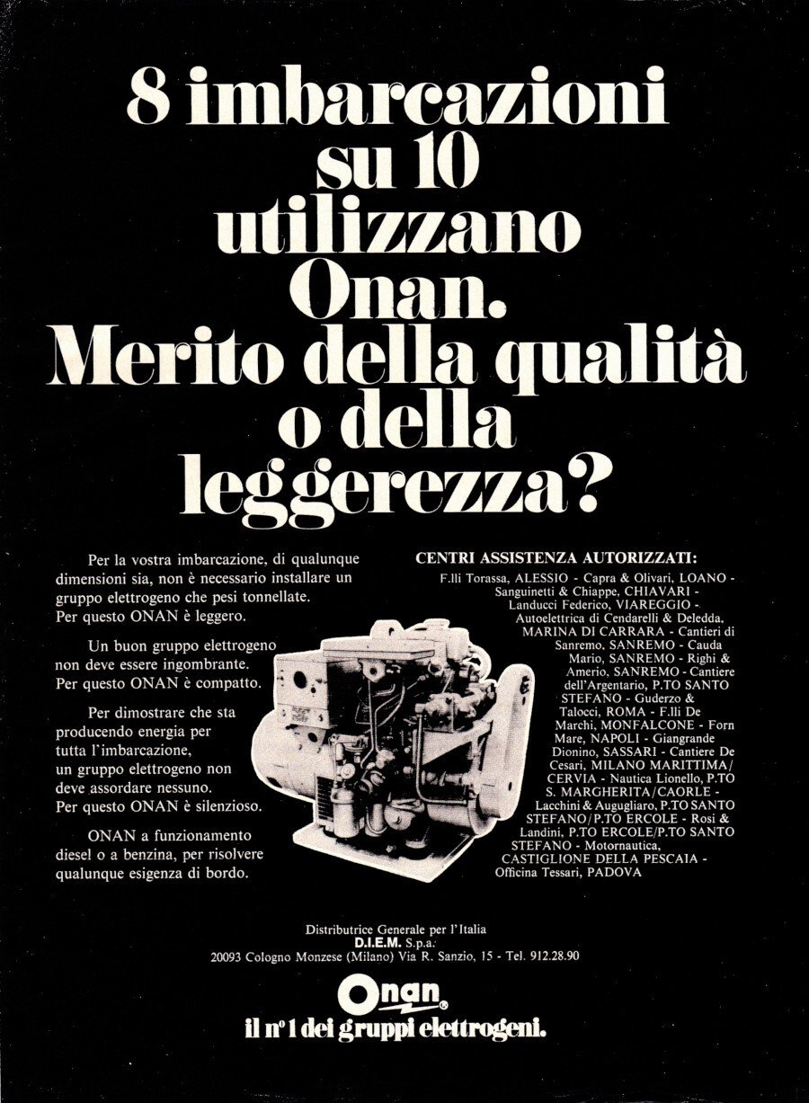 Onan il n. 1 dei gruppi elettrogeni. Advertising 1974 | Immagine principale