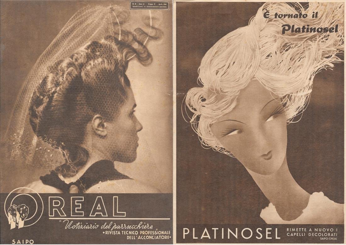 Oreal / Platinosel. Pubblicità 1948. Fronte retro | Immagine principale