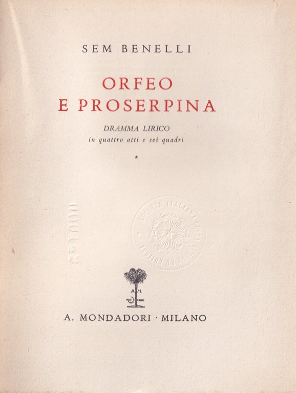 Orfeo e Proserpina. Dramma Lirico in Quattro Atti e Sei …