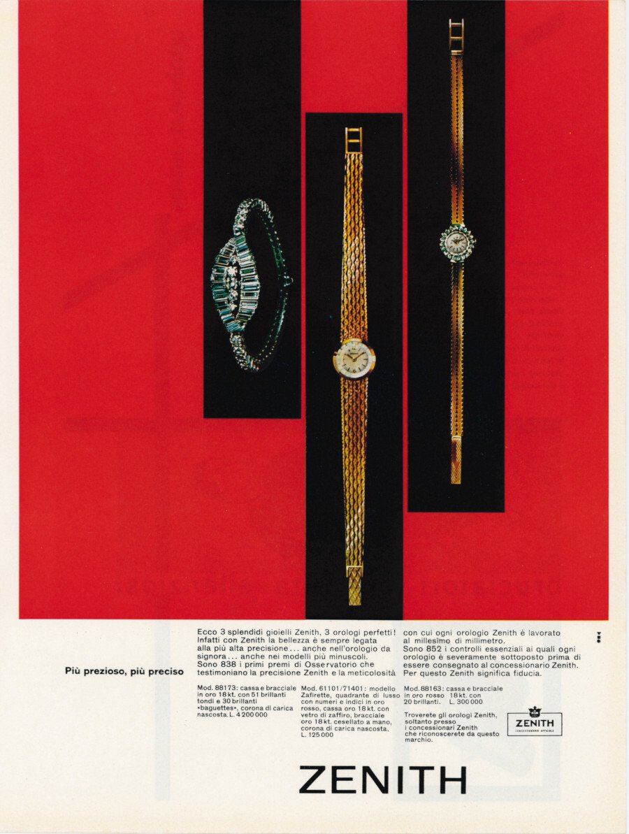 orologi Zenith / Bruciatori Oertli Sant'Andrea. Advertising 1961 | Immagine principale