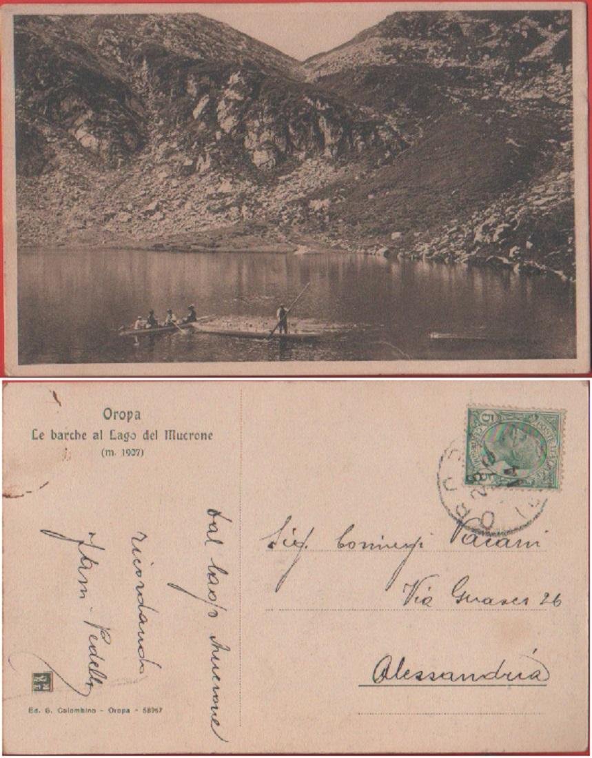 Oropa (BI). Le barche al Lago del Mucrone. Viaggiata 1914 | Immagine principale