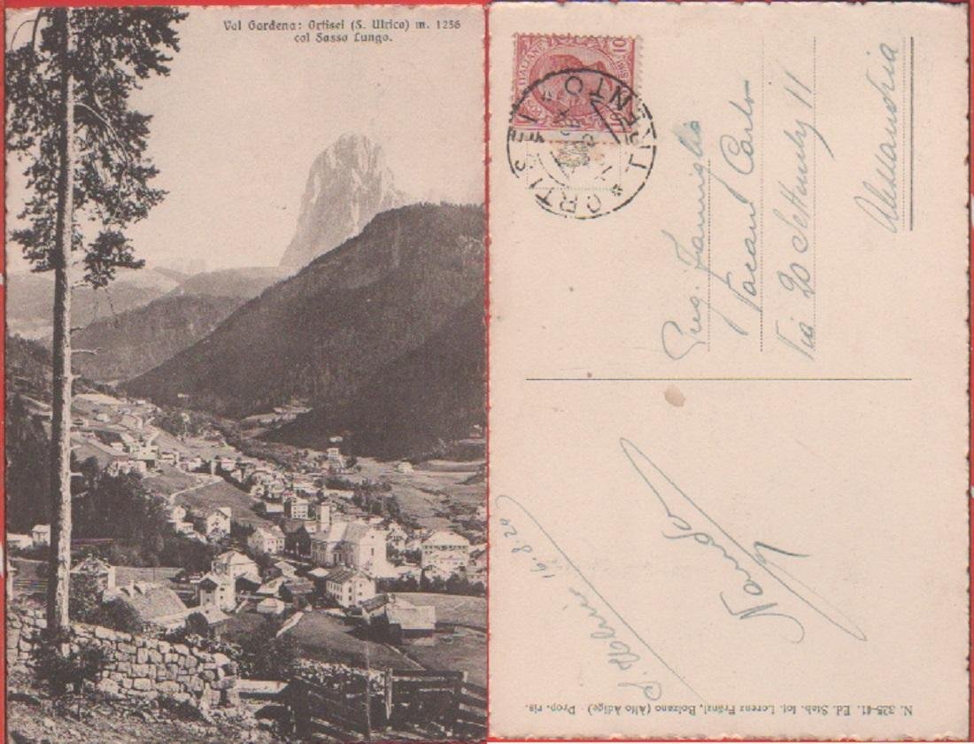 Ortisei (S. Ulrico) col Sasso Lungo. Viaggiata 1924 | Immagine principale