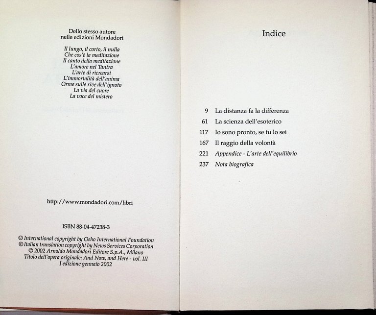 Osho - Aprirsi alla Vita, Libro Mondadori 8804472383 Prima Edizione …