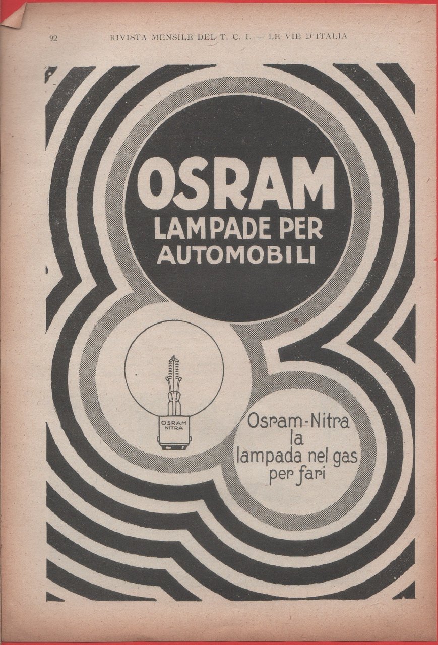 OSRAM. Lampade per automobili. Advertising 1924 | Immagine principale