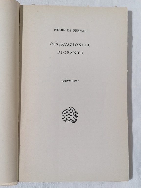 Osservazioni su Diofanto Libro Pierre De Fermat Boringhieri matematica