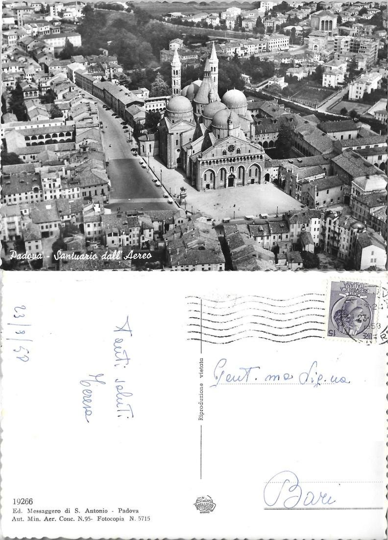 Padova. Santuario dall'aereo. Viaggiata 1958 | Immagine principale
