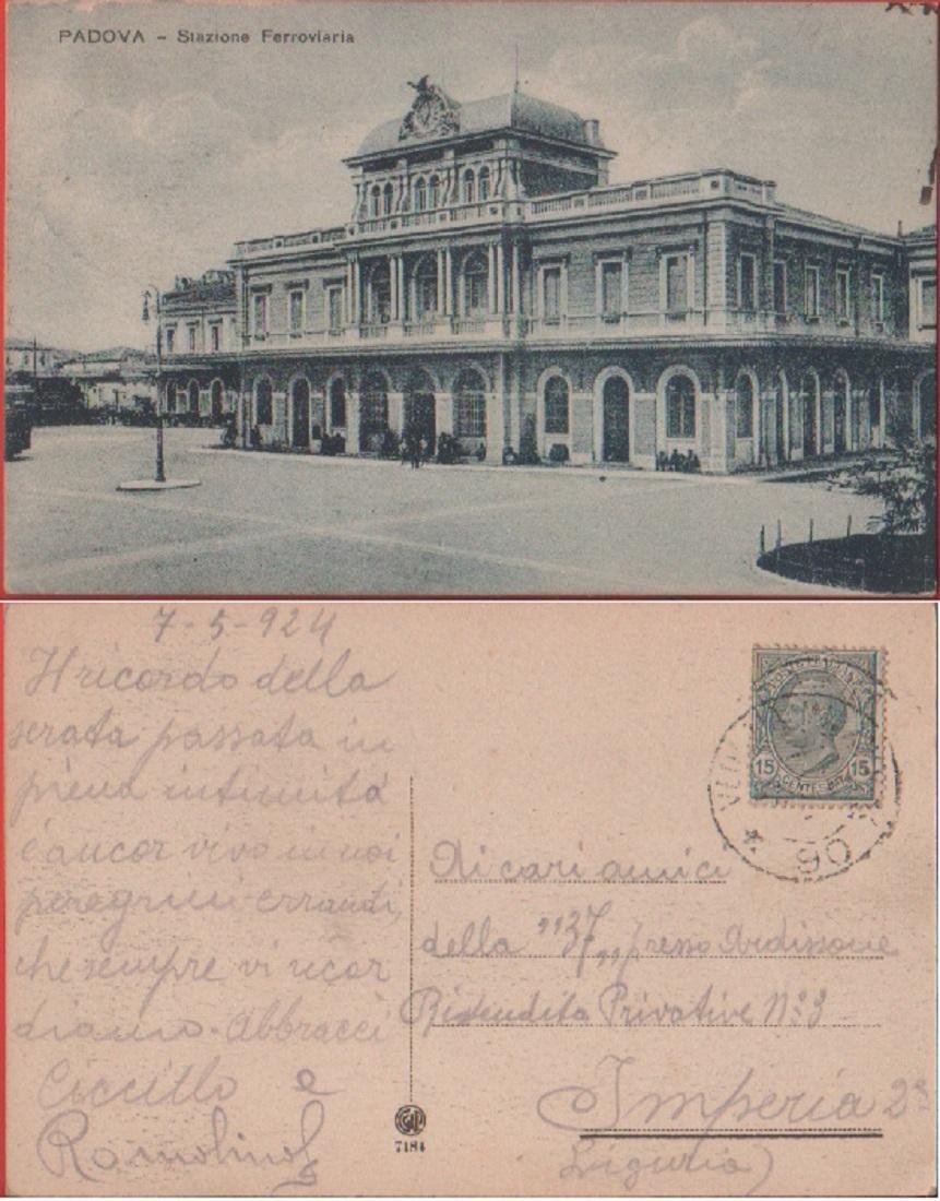 Padova. Stazione ferroviaria. Viaggiata 1924 | Immagine principale