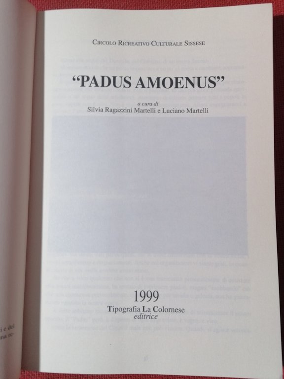 Padus Amoenus Libro 1999 Circolo ricreativo Sissese premio poesia Parma