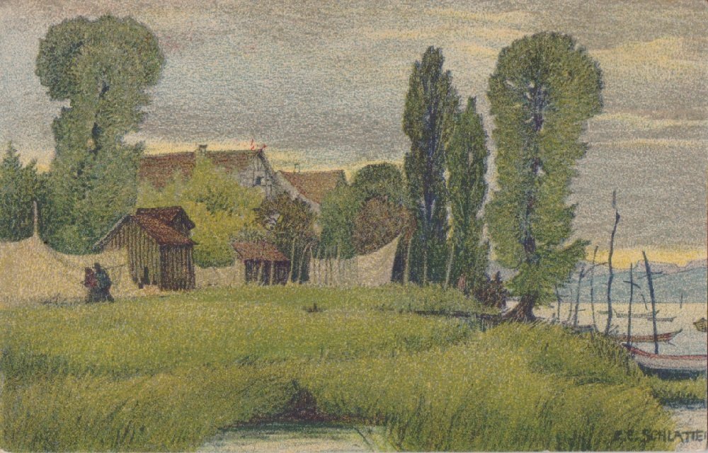 Paesaggio con alberi (dipinto). Viaggiata 1935 | Immagine principale