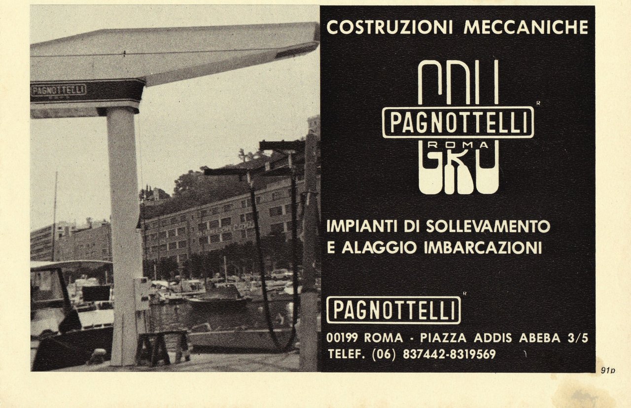 Pagnotelli impianti di sollevamento e alaggio imbarcazioni Advertising 1974 | Immagine principale