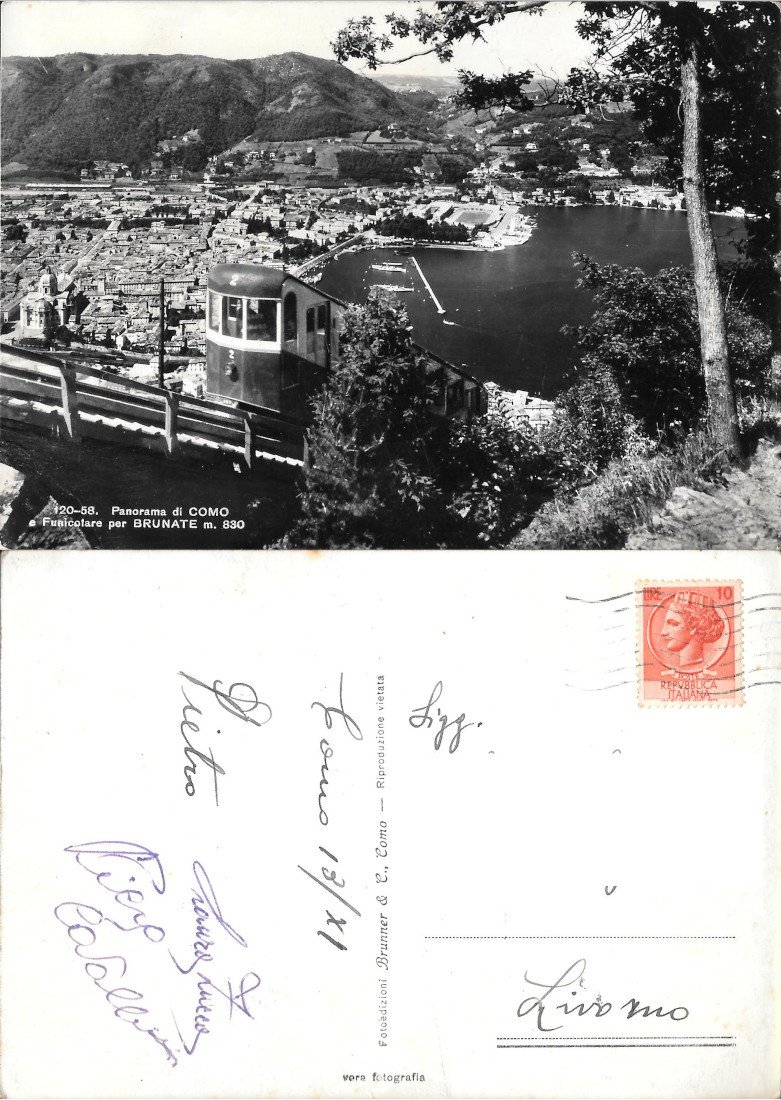 Panorama di Como e Funicolare per Brunate. Viaggiata 1933 | Immagine principale