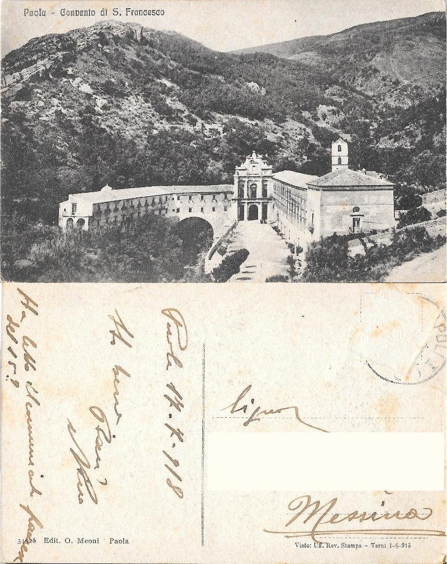 Paola. Convento di S. Francesco. Viaggiata 1918 | Immagine principale