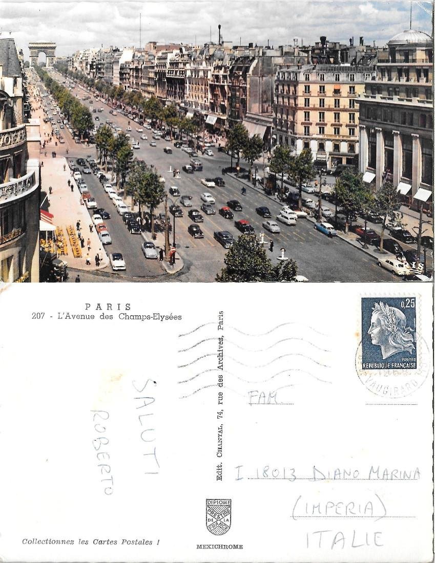 Paris. L'Aveune des Champs Elysees . Viaggiata 1968 | Immagine principale