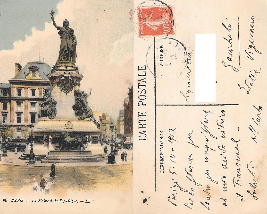 Paris. La Statue de la Republique. Viaggiata 1912 | Immagine principale