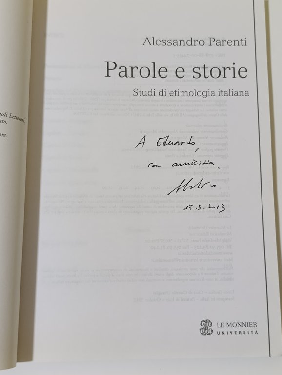 Parole e storie. Studi di etimologia italiana