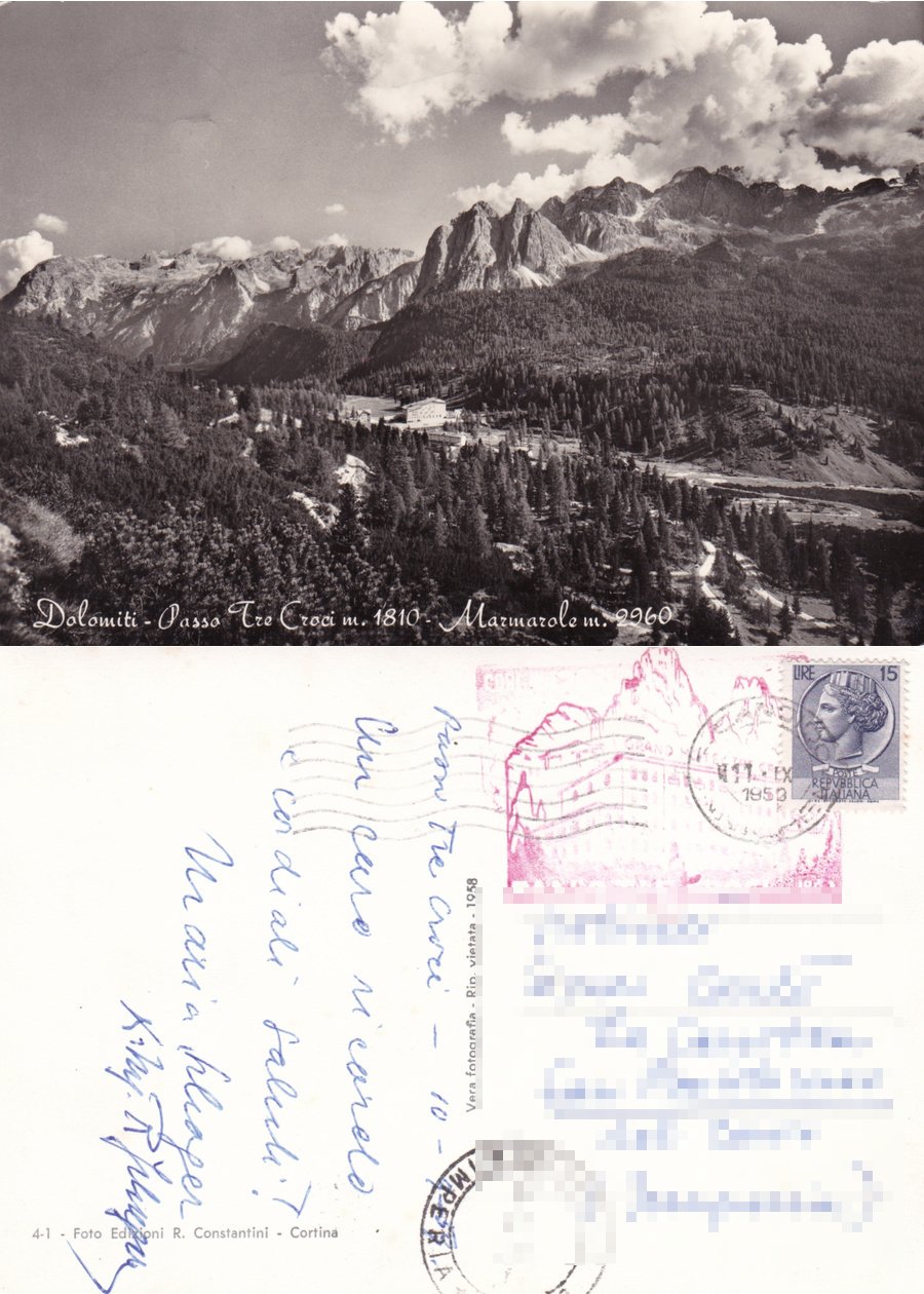 Passo Tre Croci, Marmolada. Viaggiata 1953 | Immagine principale