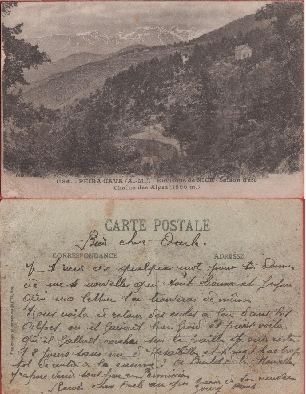 Peira Cava. Environs de Nice. Saison d'ete. Viaggiata in busta | Immagine principale