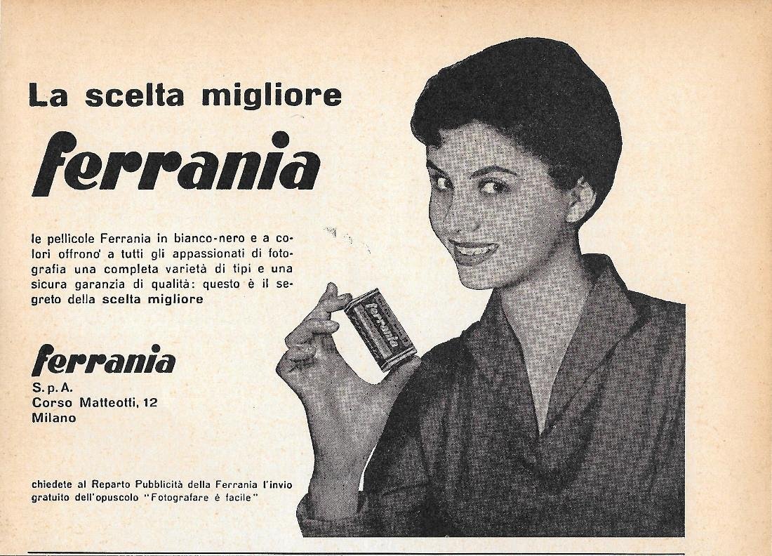 Pellicole Ferrania la scelta migliore. Advertising 1958 | Immagine principale