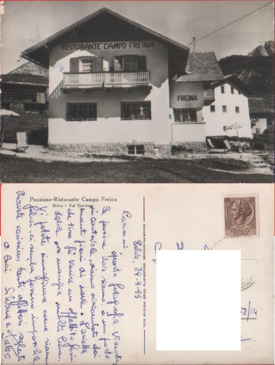 Pensione-Ristorante Campo Freina. Viaggiata 1955 | Immagine principale