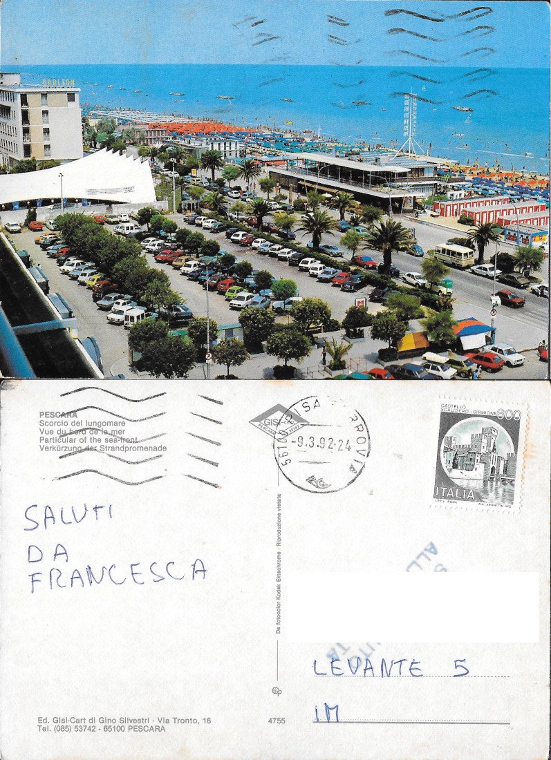 Pescara. Scorcio del lungomare. Viaggiata 1992 | Immagine principale