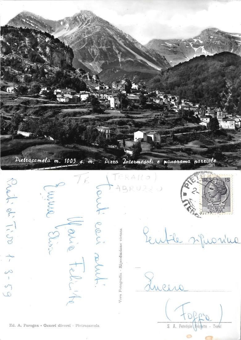 Pietracamela, Pizzo Intermesoli e Panorama parziale. Viaggiata 1959 | Immagine principale