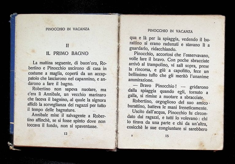 Pinocchio in Vacanza Libro Illustrato Faorzi Salani 1936 Raro