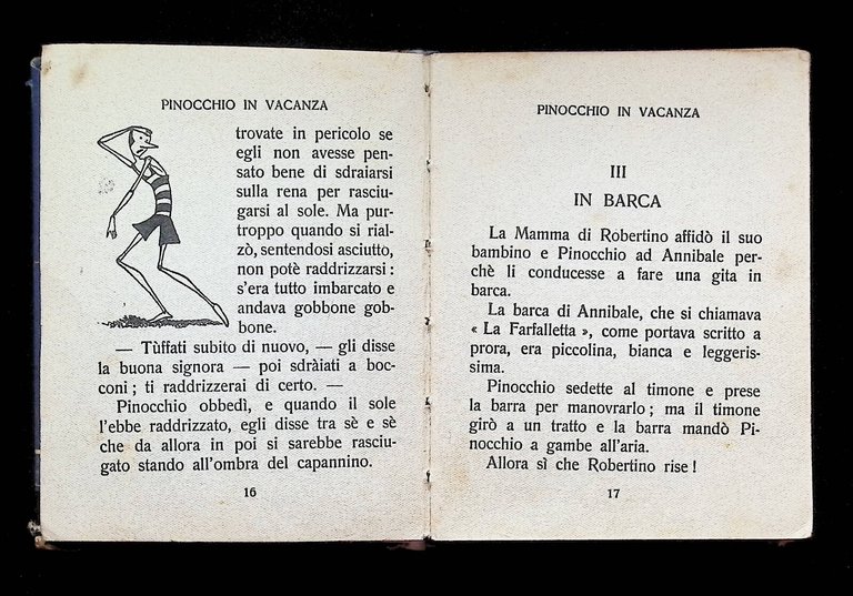 Pinocchio in Vacanza Libro Illustrato Faorzi Salani 1936 Raro
