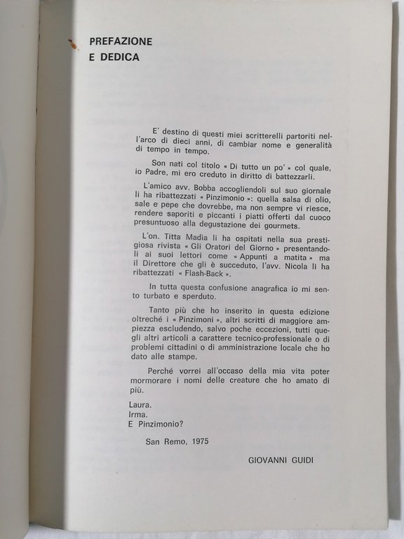 Pinzimonio Libro Giovanni Guidi Aforismi Scritti Sparsi Giornalista Sanremese 75