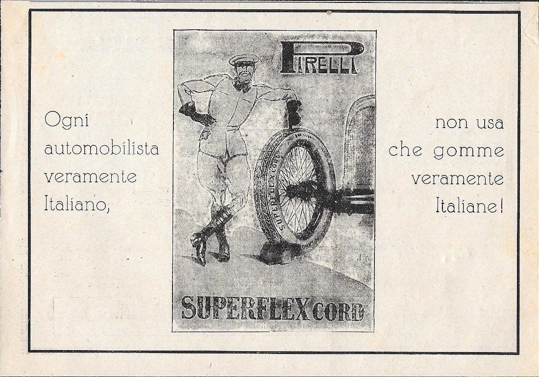Pirelli. Superflexcord / Olio G.Montina, Albenga. Advertising 1928 | Immagine principale