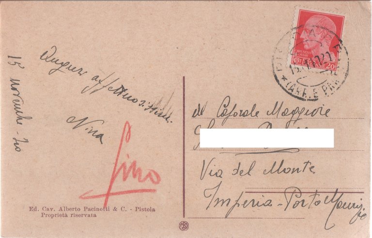 Pistoia. Campanile del Duomo già Torre dei Reali. Viaggiata 1921 | Immagine Gallery 2
