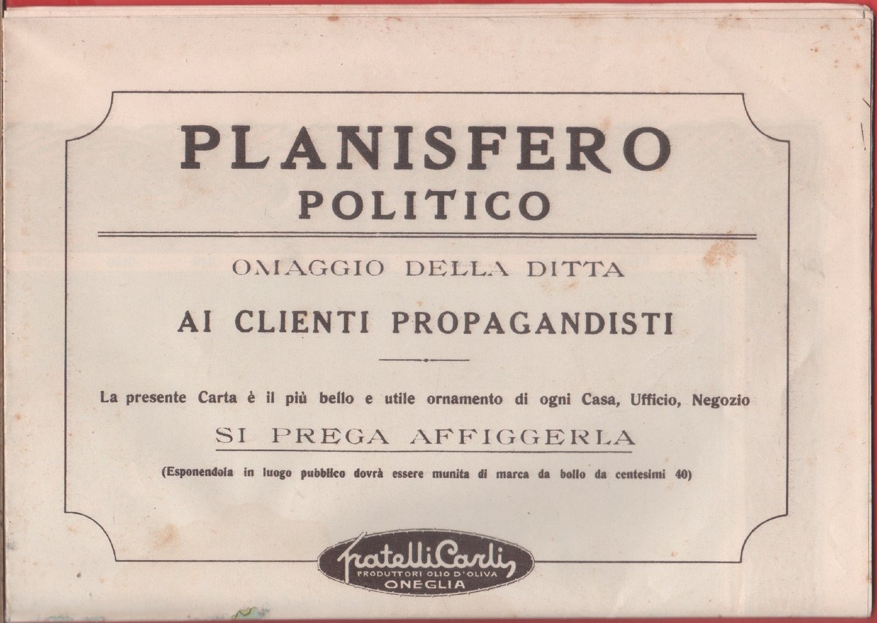 Planisfero politico 1932. Fratelli Carli Oneglia | Immagine principale
