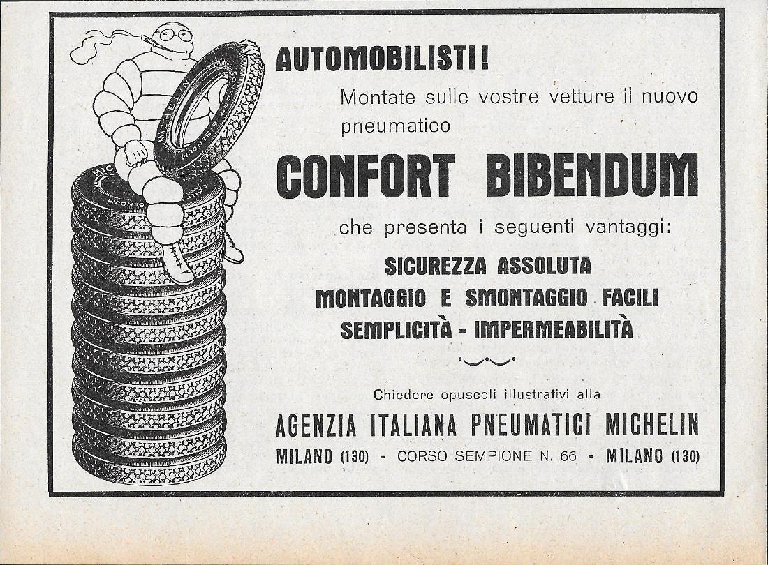 Pneumatici Michelin - Confort Bibendum. Advertising 1928 | Immagine principale