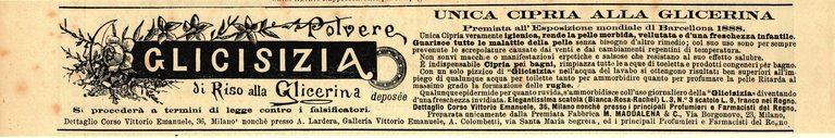 Polvere Glicisizia di riso alla glicerina. Advertising 1889 | Immagine Gallery 2