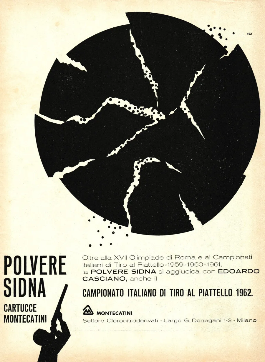 Polvere Sidna cartucce Montecatini. Advertising 1962 | Immagine principale