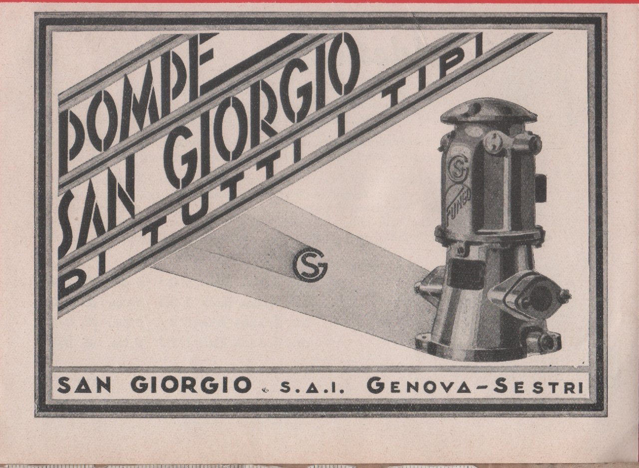 Pompe San Giorgio. Genova Sestri. Advertising 1937 | Immagine principale