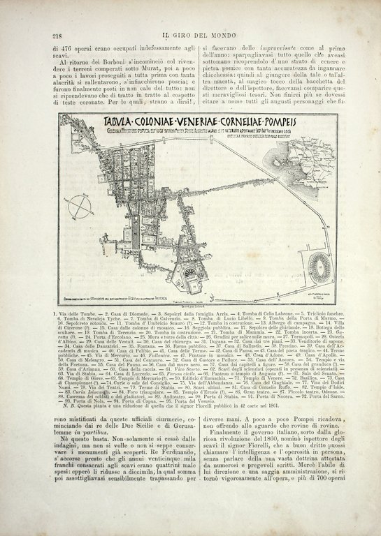 Pompei: Rovine del tempio di Venere/Pianta della città. Stampa 1864 | Immagine Gallery 2