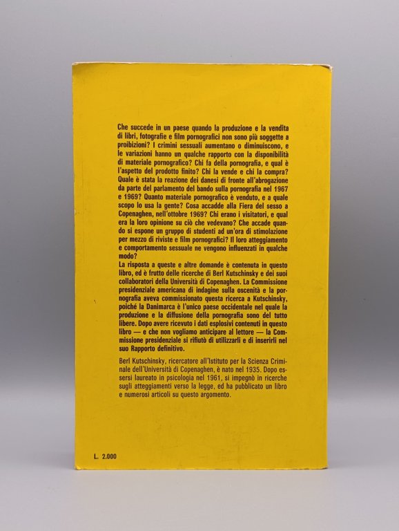 Pornografia e Crimine in Danimarca Libro Kutschinsky Problemi Documenti Sugar