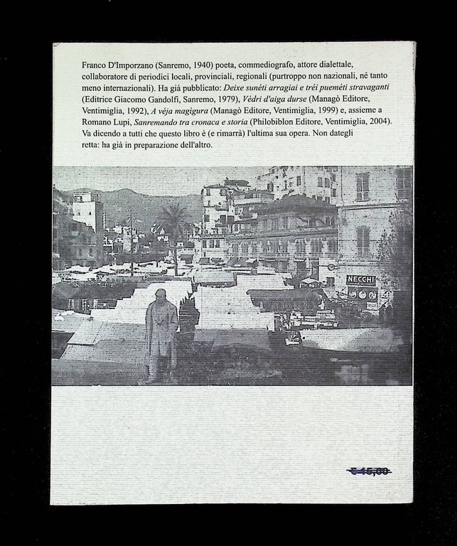 Premiato Sonettificio Sanremasco Libro D'Imporzano Poesie Dialetto Sanremasco