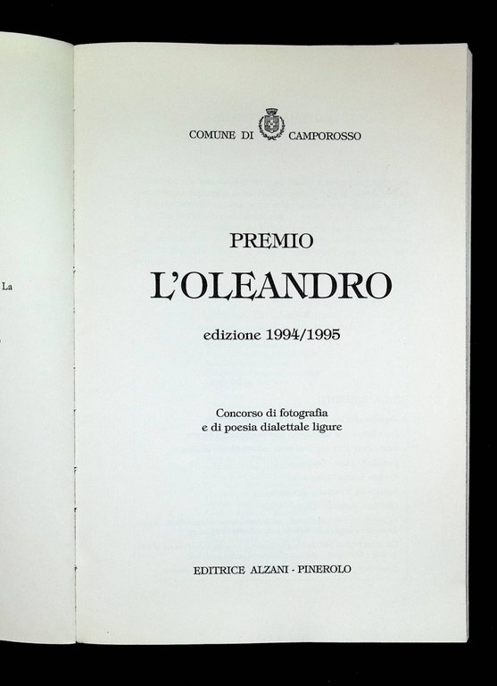 Premio Oleandro Camporosso Poesia Dialettale Ligure 1994 1995 Poesie Dialetto