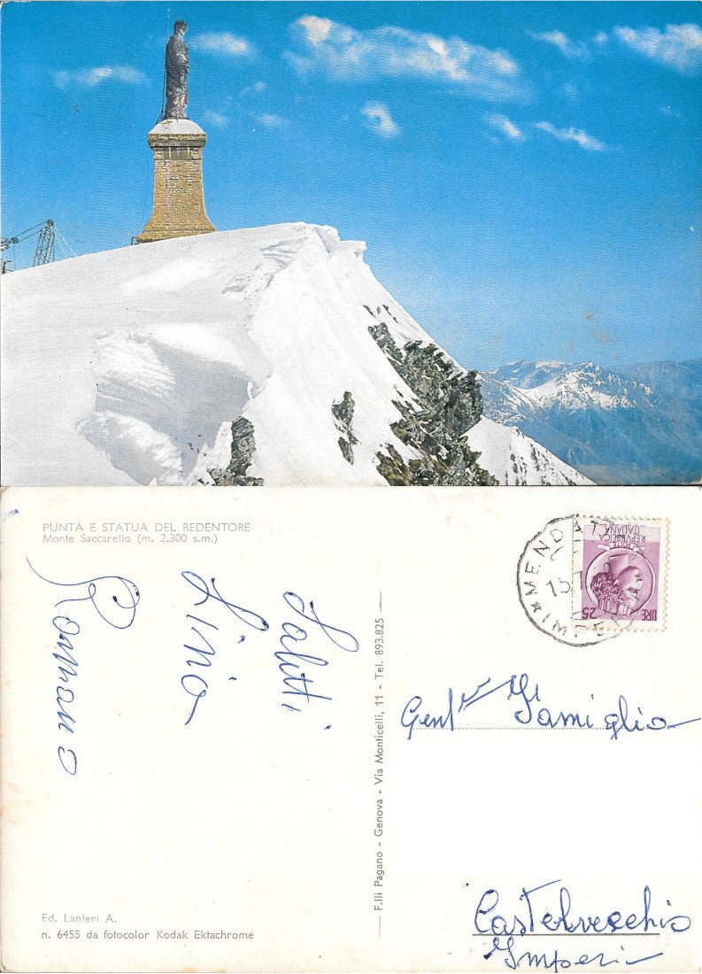 Punta e Statua del Redentore. Monte Saccarello. Viaggiata | Immagine principale