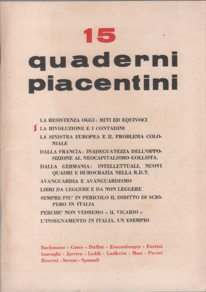Quaderni piacentini, n. 15. marzo/aprile 1964. anno III | Immagine principale