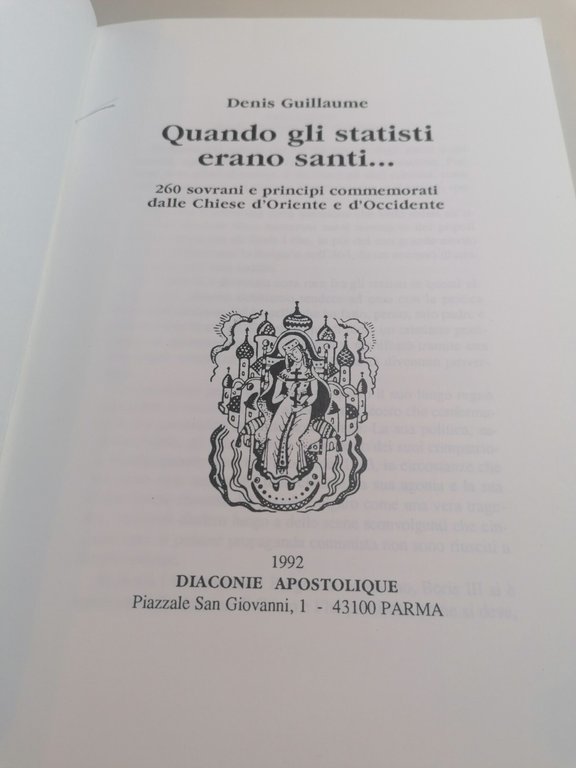 Quando gli statisti erano santi Libro Guillaume Sovrani Principi Commemorati
