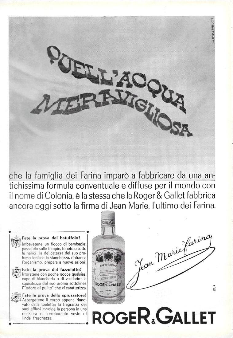 Quell'acqua meravigliosa. Roger&amp;Gallet. Advertising 1963 | Immagine principale